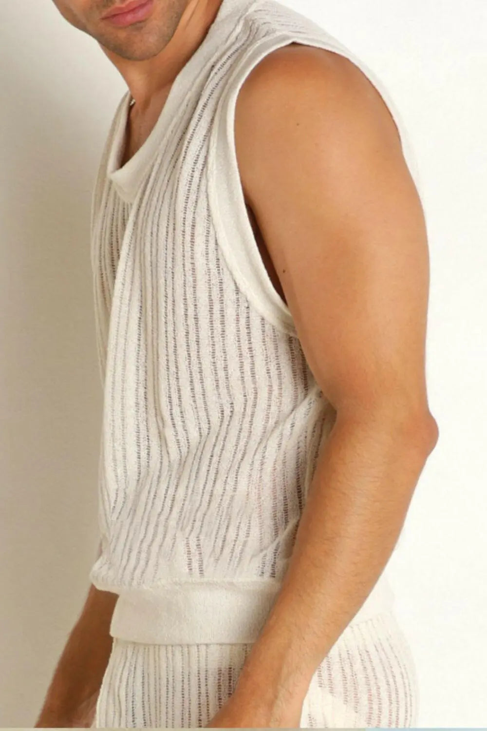 Men's Full Size Round Neck Tank and Shorts Set Plus Size.