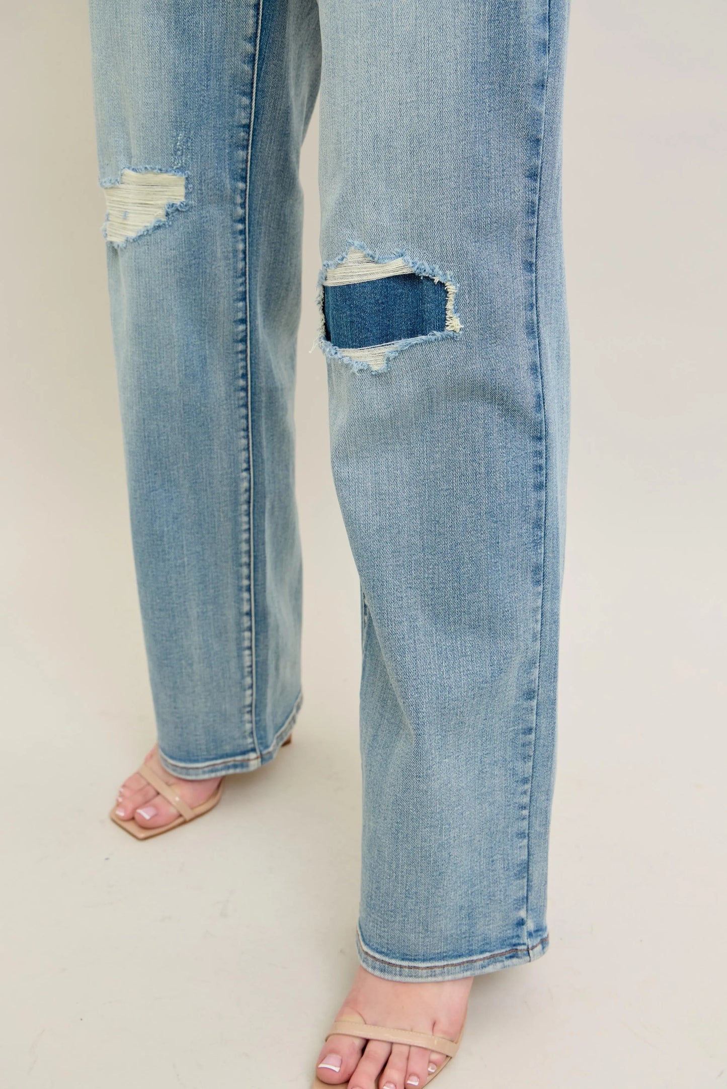 Judy Blue Full Size Hw Destroy & Knee Patch Straight Jeans Plus Size - Premium Women / Jeans & Denim from Trendsi - Just $71.99! Shop now at Handbags Specialist Headquarter
