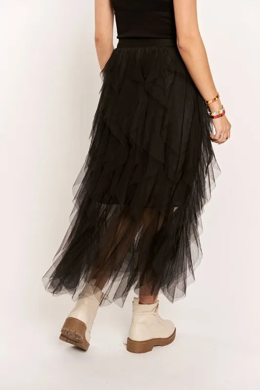 ADORA Ruffled Elastic Waist Midi Skirt - Premium Bottoms from Trendsi - Just $37.70! Shop now at Handbags Specialist Headquarter