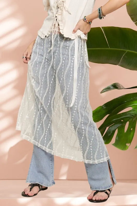 ADORA Sheer Layered Mesh Cover-Up Skirt - Premium Skirts from Trendsi - Just $26.99! Shop now at Handbags Specialist Headquarter