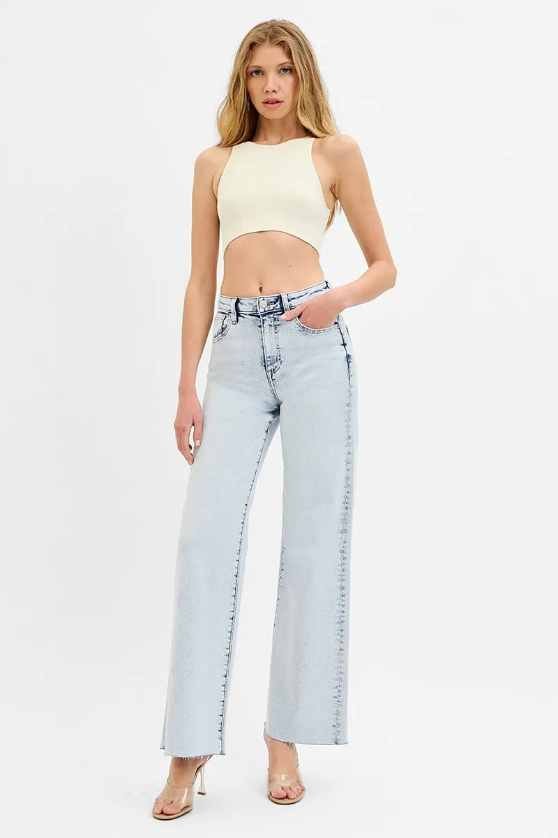 RISEN Full Size High Rise Wide Leg Jeans Plus Size - Premium Women / Jeans & Denim from Trendsi - Just $64.99! Shop now at Handbags Specialist Headquarter