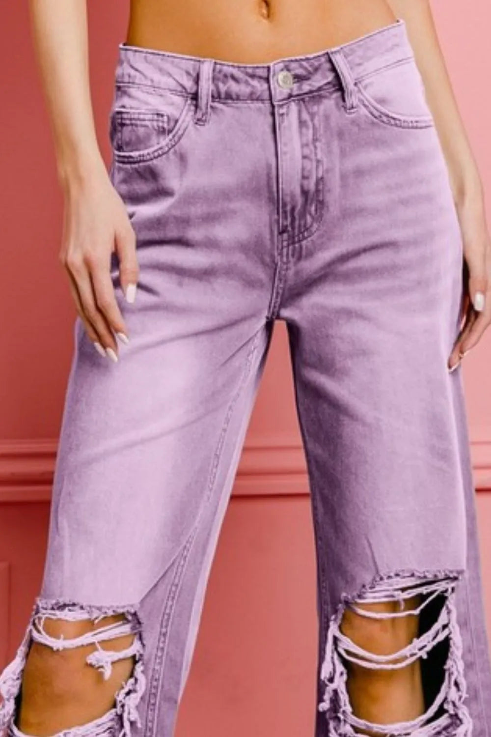 BiBi Distressed Vintage Washed Wide Leg Pants - Premium  from Trendsi - Just $51.99! Shop now at Handbags Specialist Headquarter