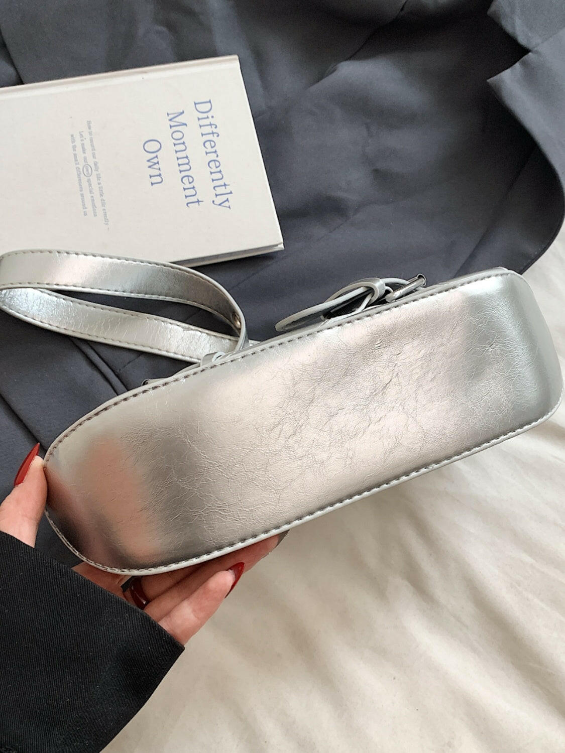 PU Leather Buckle Shoulder Bag.