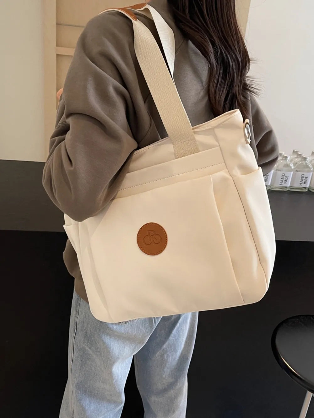 Nylon Solid Color Tote Bag - Premium Tote Bag from Trendsi - Just $31.99! Shop now at Handbags Specialist Headquarter