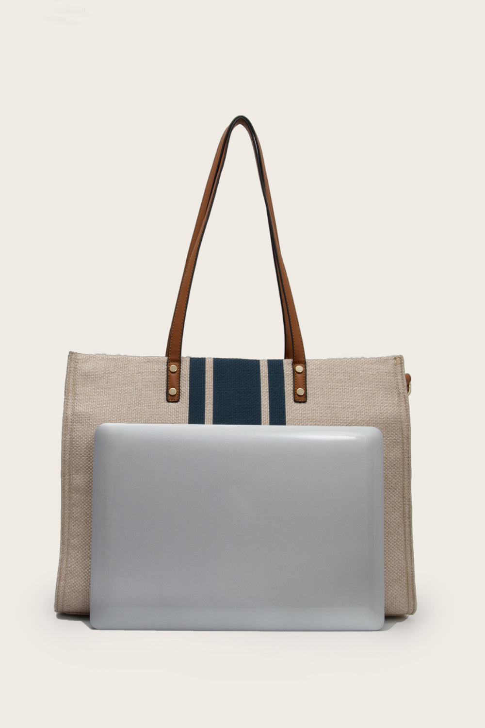 Striped Tote Bag - Premium Tote Bag from Trendsi - Just $57.99! Shop now at Handbags Specialist Headquarter