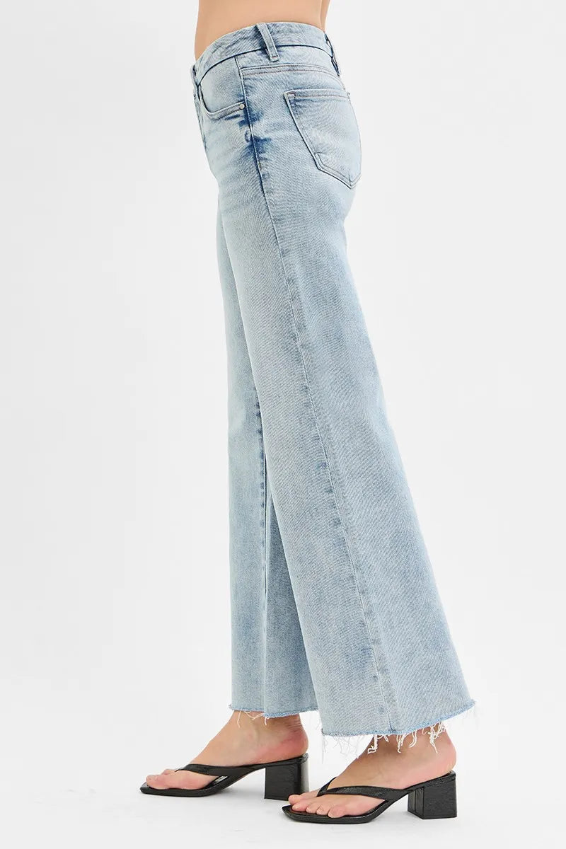 RISEN Full Size Tummy Control Low Rise Wide Leg Raw Cut Hem Jeans Plus Size - Premium Women / Jeans & Denim from Trendsi - Just $67.99! Shop now at Handbags Specialist Headquarter