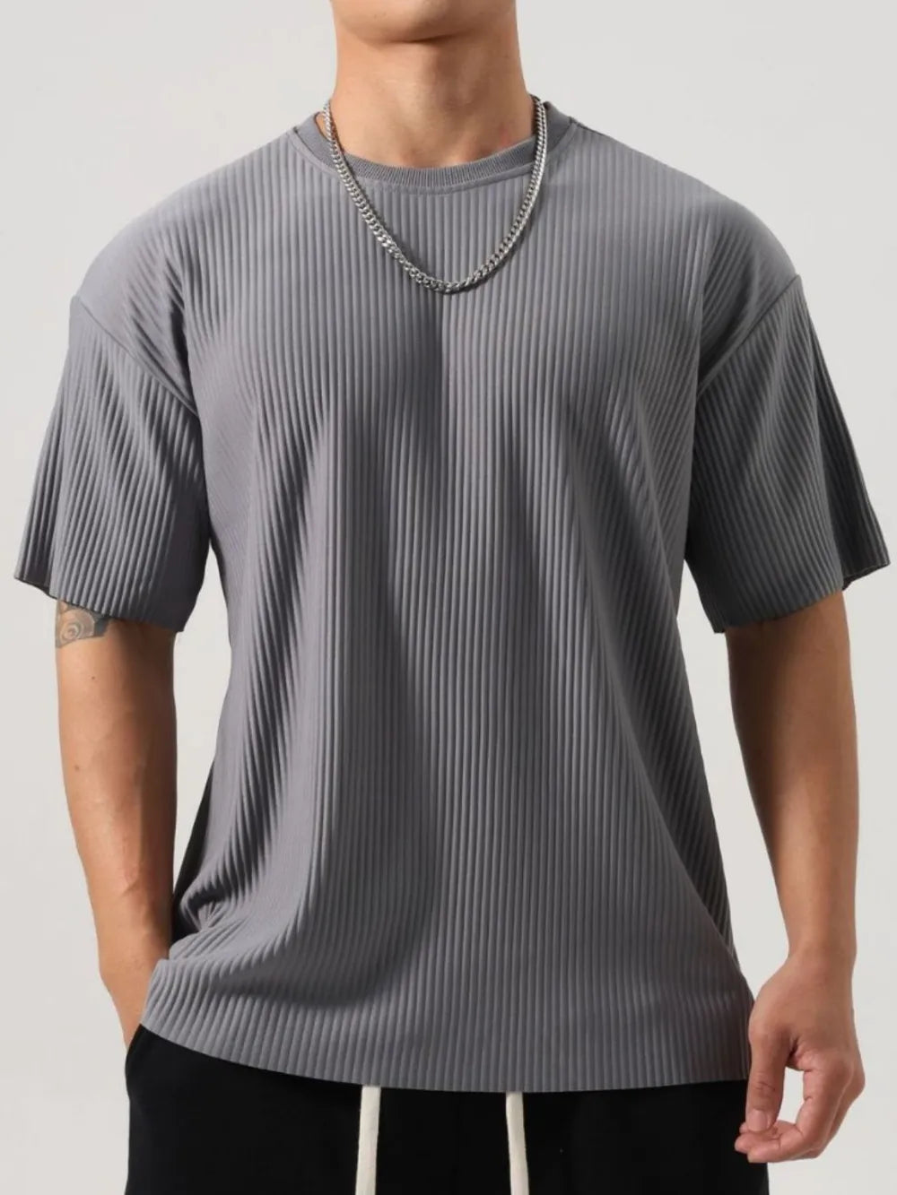 Men's Plus Size Round Neck Half Sleeve T-Shirt - Premium Men's T Shirt from Trendsi - Just $22.76! Shop now at Handbags Specialist Headquarter