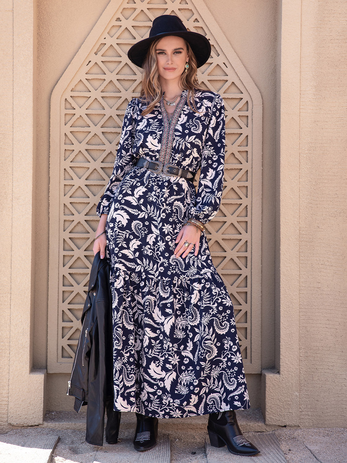 Printed Notched Neck Maxi Dress - Premium Maxi Dress from Trendsi - Just $49.99! Shop now at Handbags Specialist Headquarter