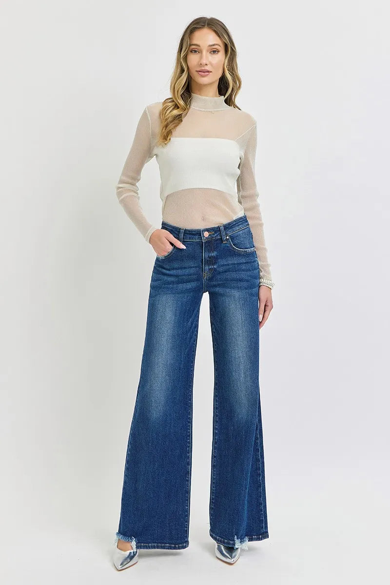 RISEN Full Size Mid Rise Wide Jeans Plus Size - Premium Women / Jeans & Denim from Trendsi - Just $67.99! Shop now at Handbags Specialist Headquarter