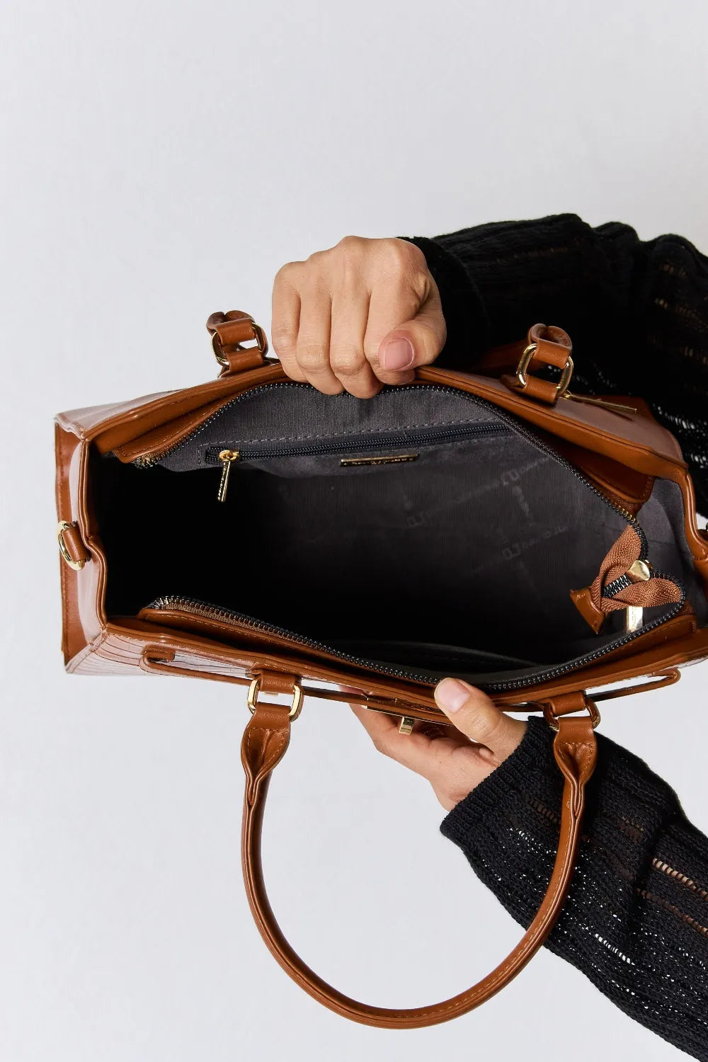David Jones Texture PU Leather Handbag - Premium handbags from Trendsi - Just $57.99! Shop now at Handbags Specialist Headquarter