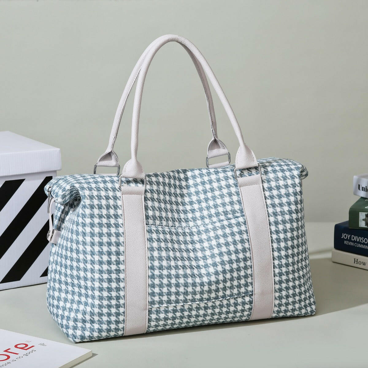 Houndstooth Canvas Travel Bag - Premium Luggage Travel Bags from Trendsi - Just $32.99! Shop now at Handbags Specialist Headquarter