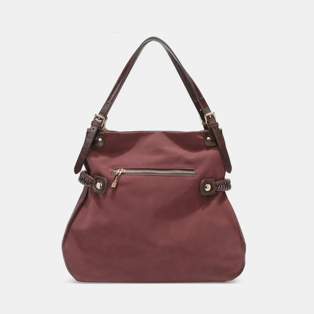 Nicole Lee USA Side Braided Tassel Inlaid Rhinestone Embroidery Hobo Bag - Premium Tote Bag from Trendsi - Just $70.99! Shop now at Handbags Specialist Headquarter