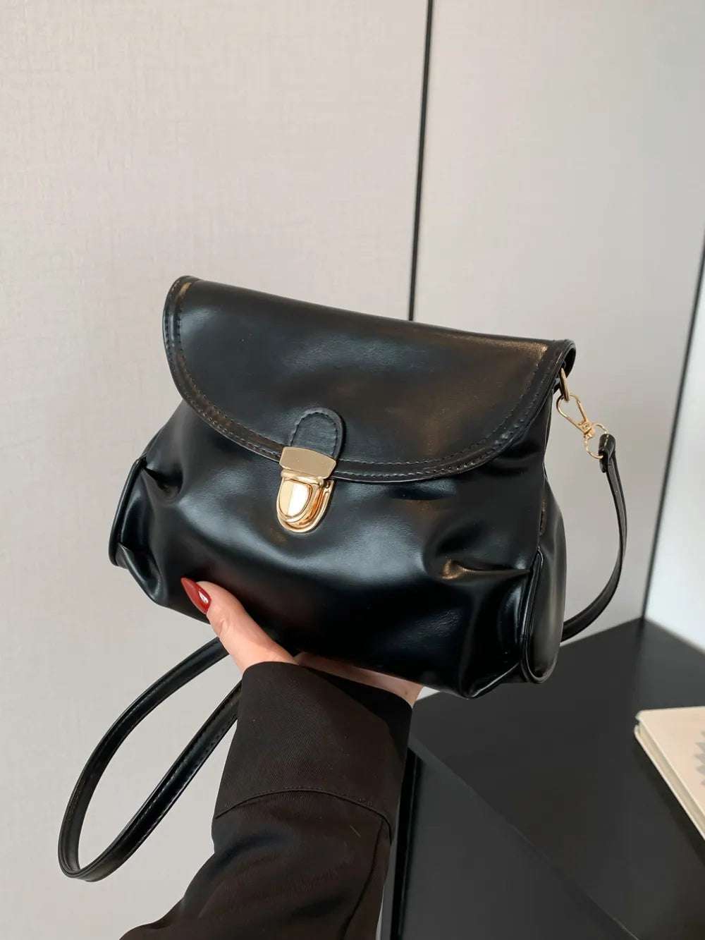 PU Leather Adjustable Strap Crossbody Bag - Premium Crossbody Bag from Trendsi - Just $18.99! Shop now at Handbags Specialist Headquarter