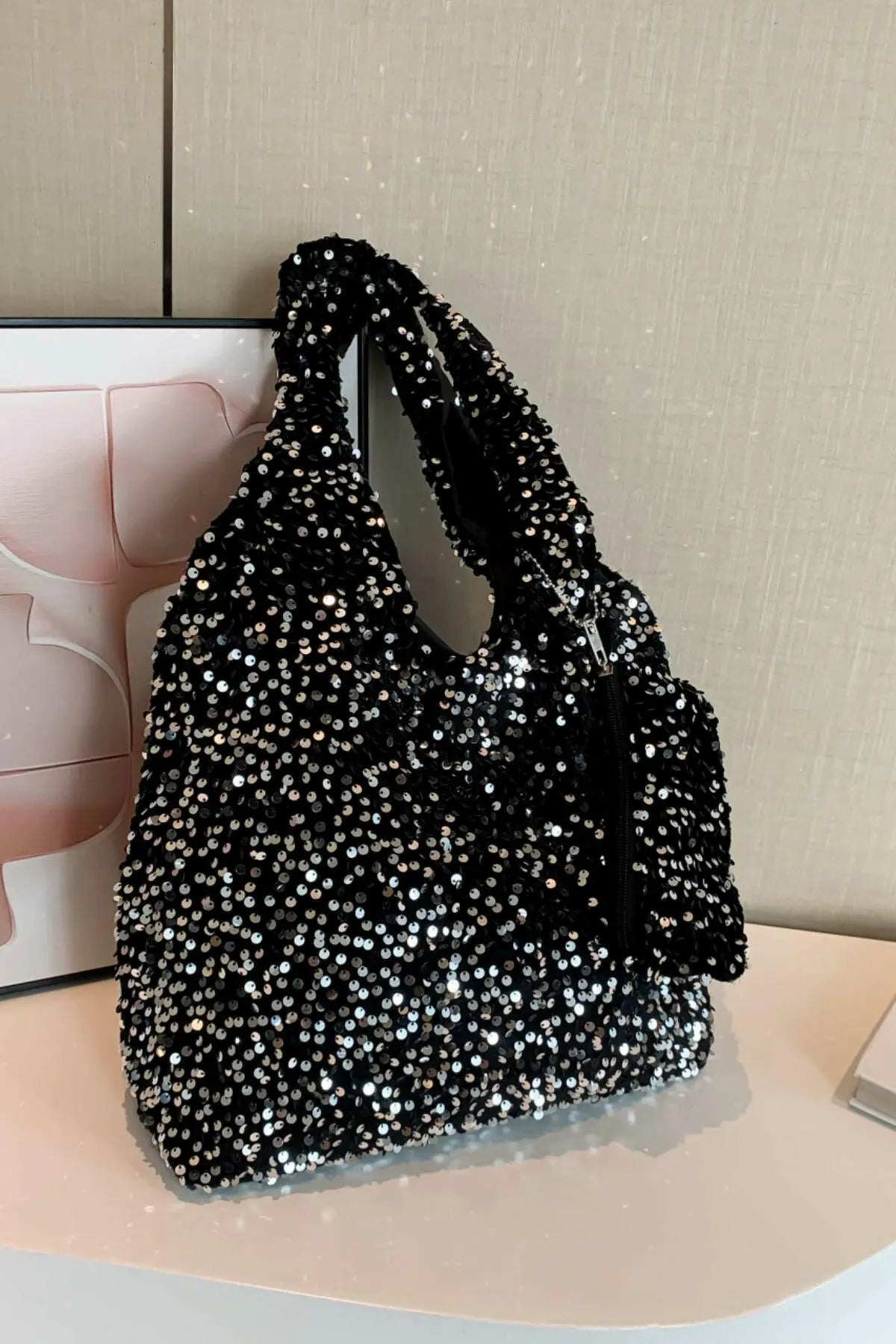 Sequin Polyester Handbag.