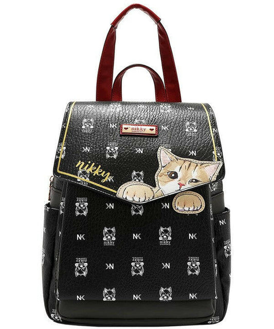 Nicole Lee USA Cat Eco-Leather Convertible Backpack Bag.