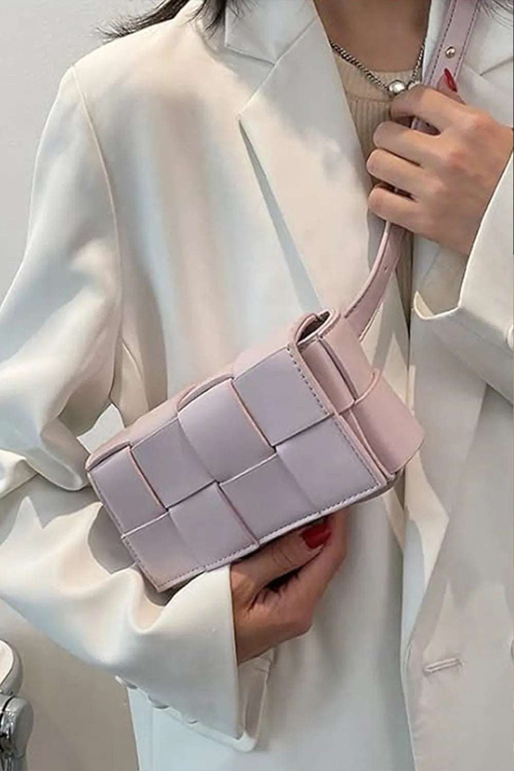 Zenana Vegan Leather Woven Crossbody Bag - Premium Crossbody Bag from Trendsi - Just $31.99! Shop now at Handbags Specialist Headquarter
