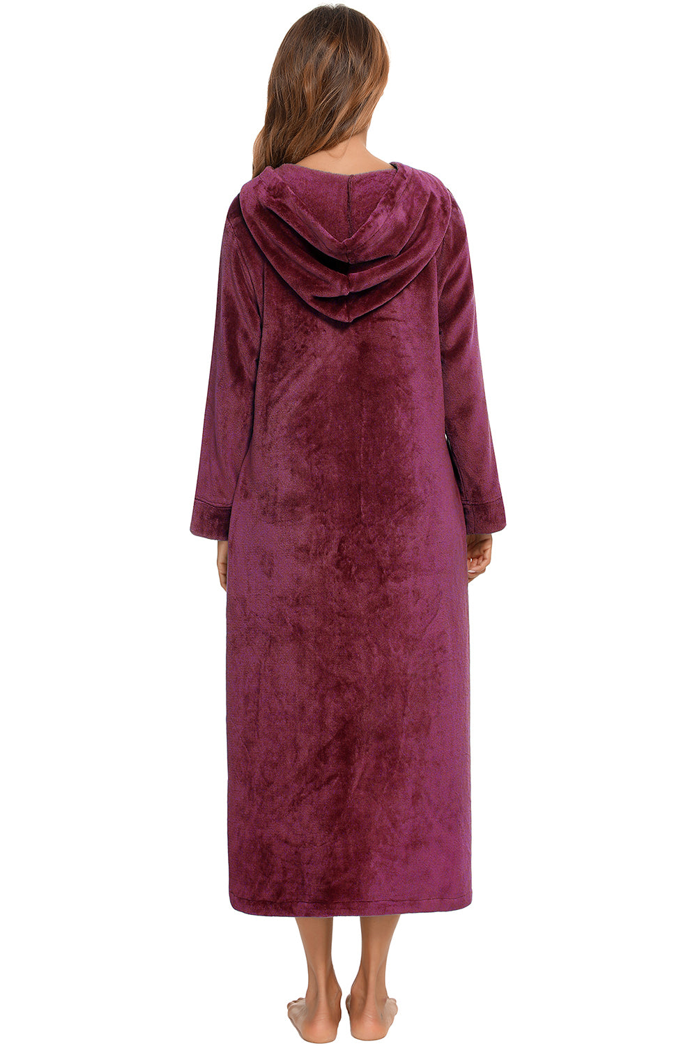 Zip Front Hooded Night Dress with Pockets - Premium Sleepwear from Trendsi - Just $60.99! Shop now at Handbags Specialist Headquarter