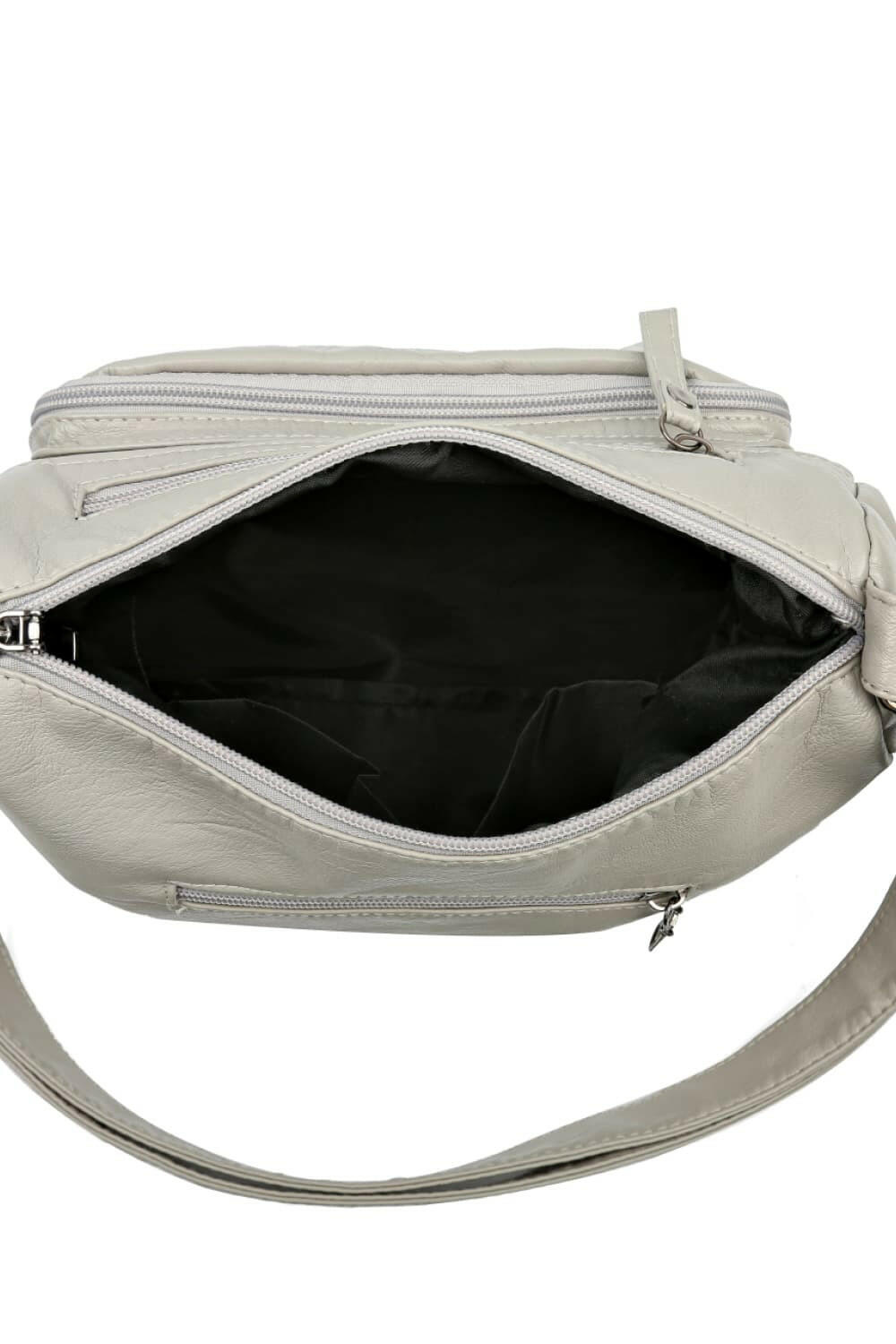 Multi-Pocket PU Leather Crossbody Bag.