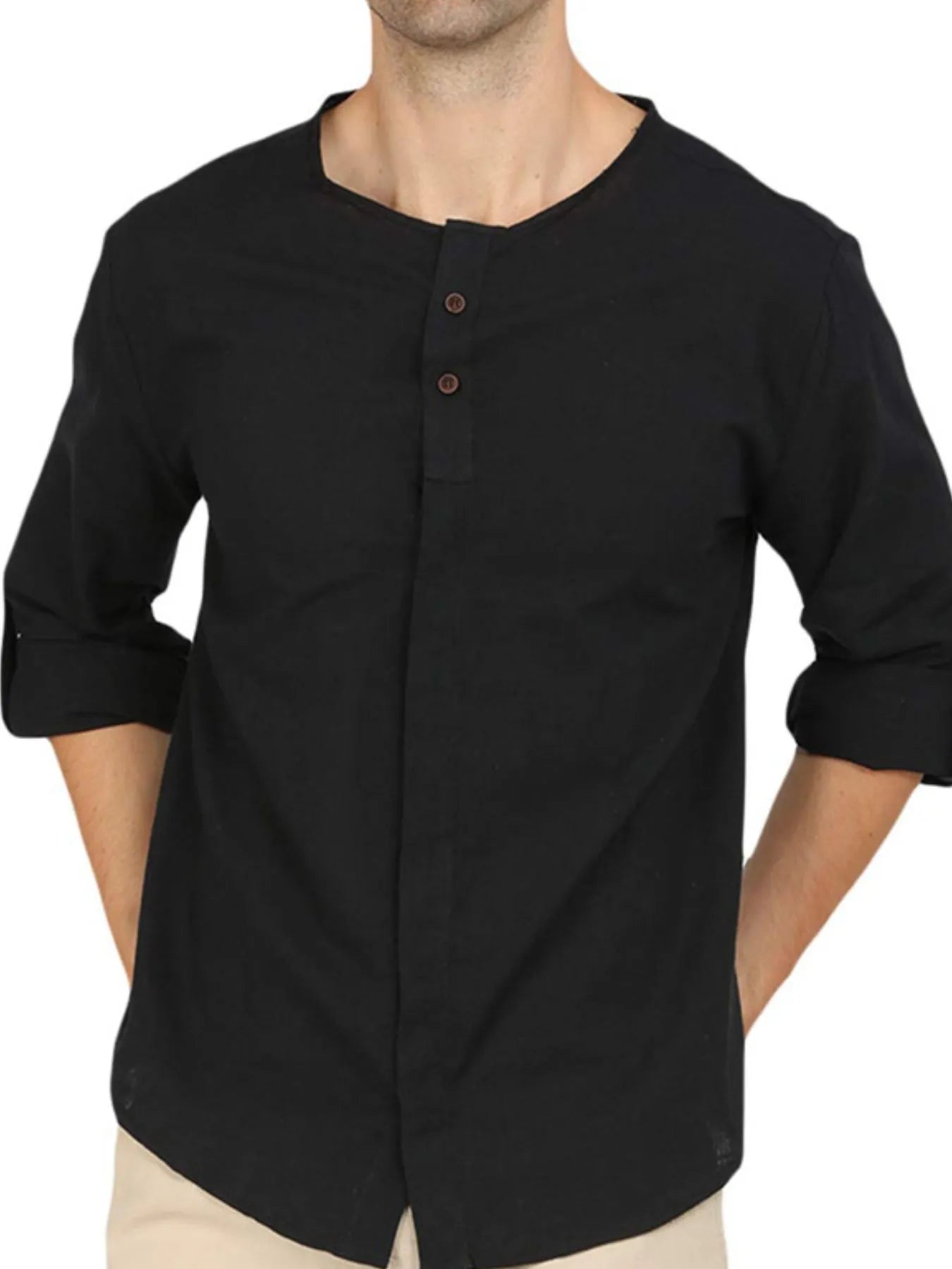Men's Roll-Up Sleeve Linen Blend Polo Shirt - Premium Men's Polo shirt from Trendsi - Just $24.56! Shop now at Handbags Specialist Headquarter