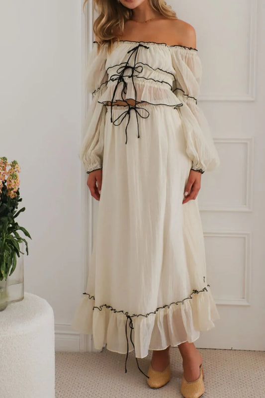 Off-Shoulder Top and Skirt Set - Premium Skirts from Trendsi - Just $37.99! Shop now at Handbags Specialist Headquarter