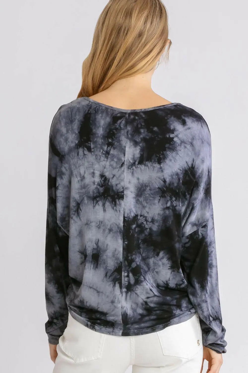 Umgee Full Size Tie Dye Lightweight Long Sleeve Top Plus Size.