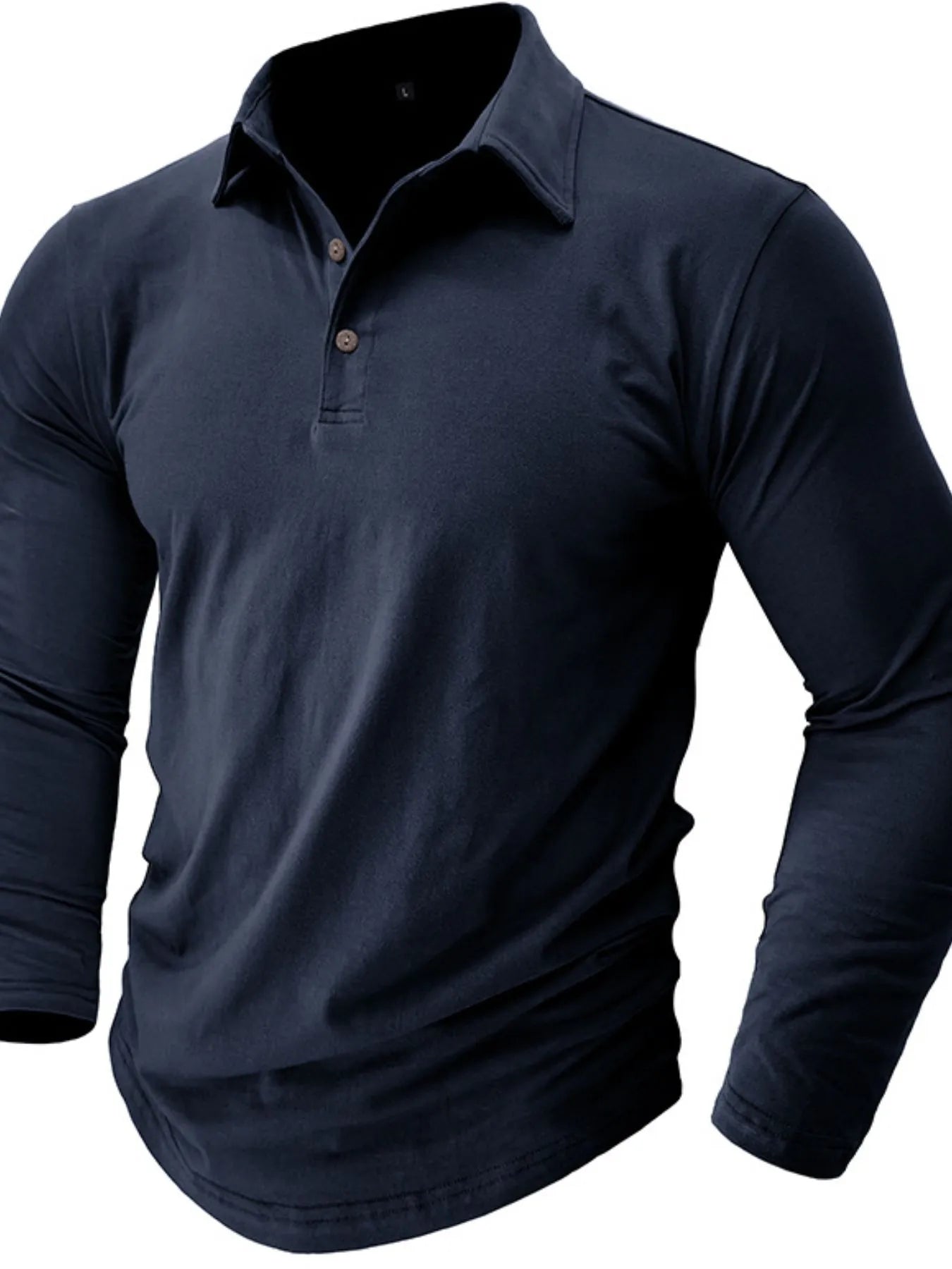 Men's Collared Neck Long Sleeve Polo - Premium Men's Polo shirt from Trendsi - Just $43.99! Shop now at Handbags Specialist Headquarter