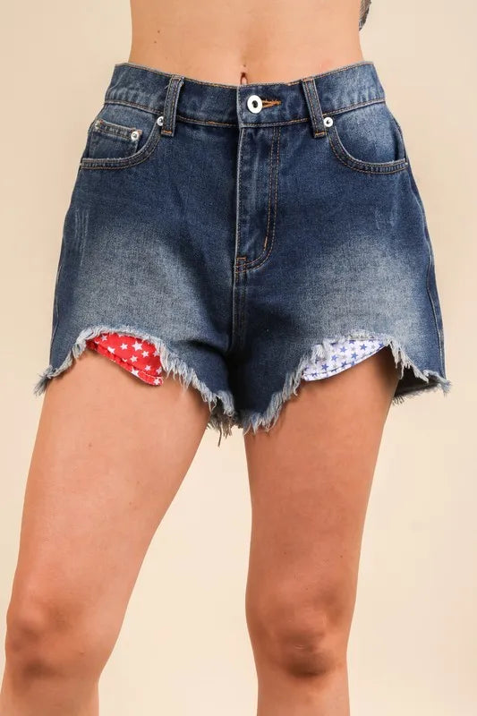 VERY J Raw Hem Pocketed Contrast Washed Denim Shorts - Premium Women / Jeans & Denim from Trendsi - Just $37.78! Shop now at Handbags Specialist Headquarter