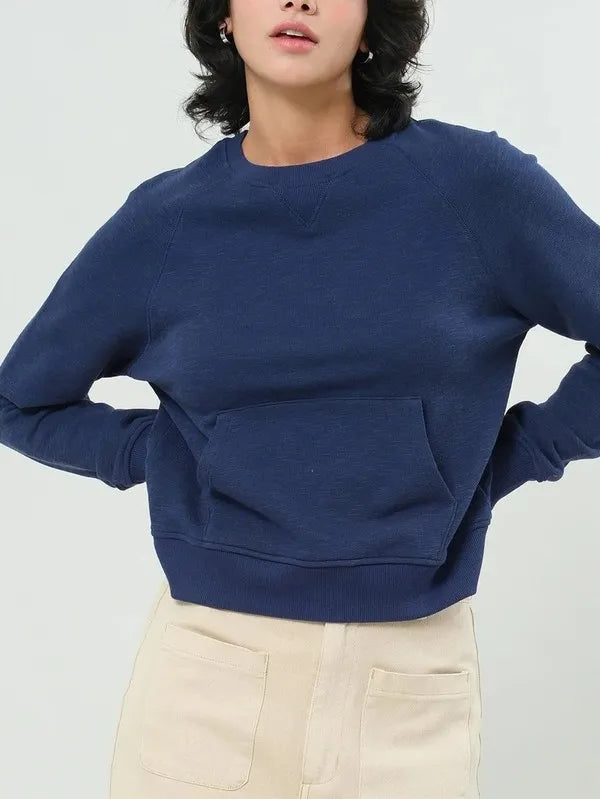 HYFVE Raglan Sleeve Pocket Sweatshirt - Premium Sleepwear from Trendsi - Just $33.99! Shop now at Handbags Specialist Headquarter