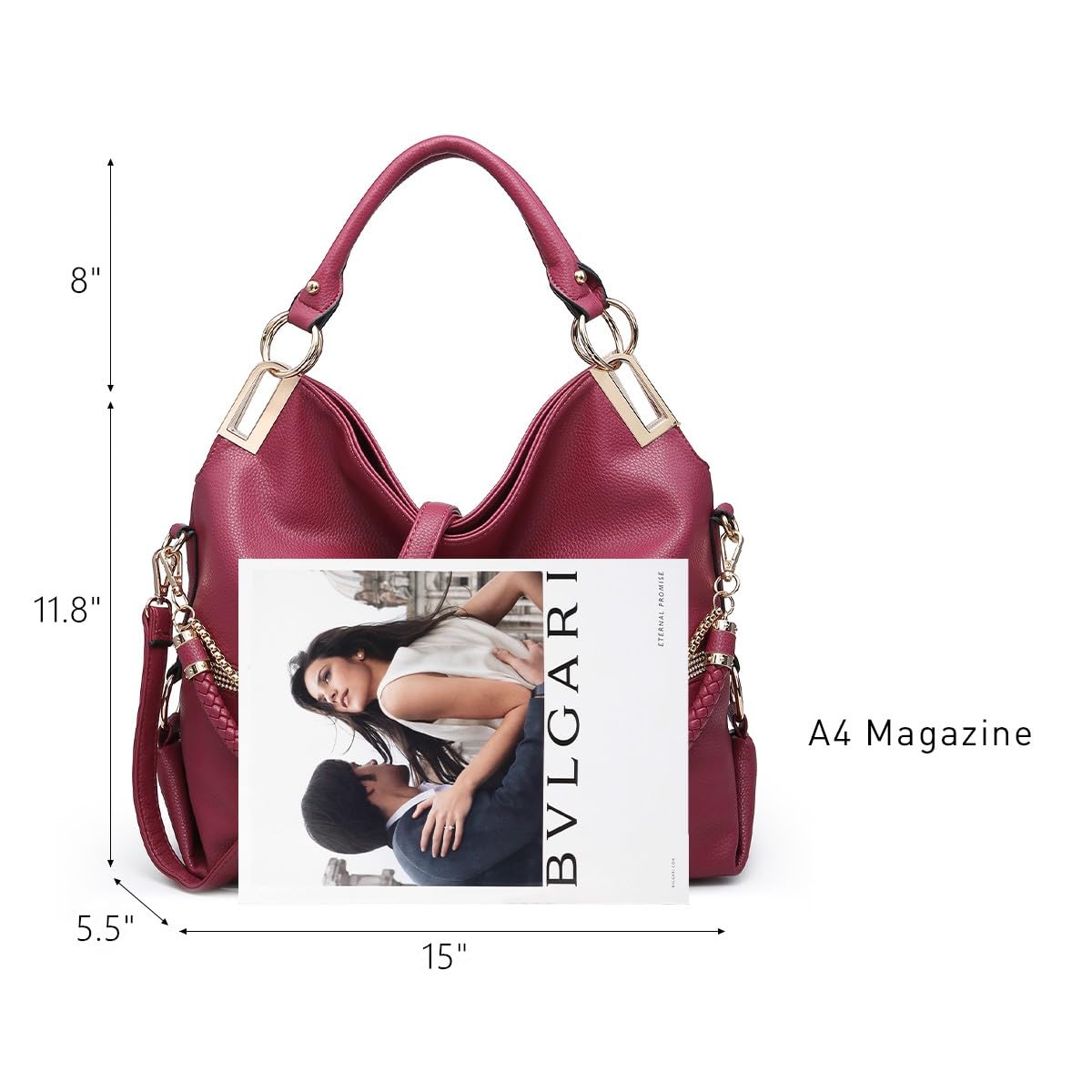Dasein Luxe Vegan Hobo Bag with Rhinestones