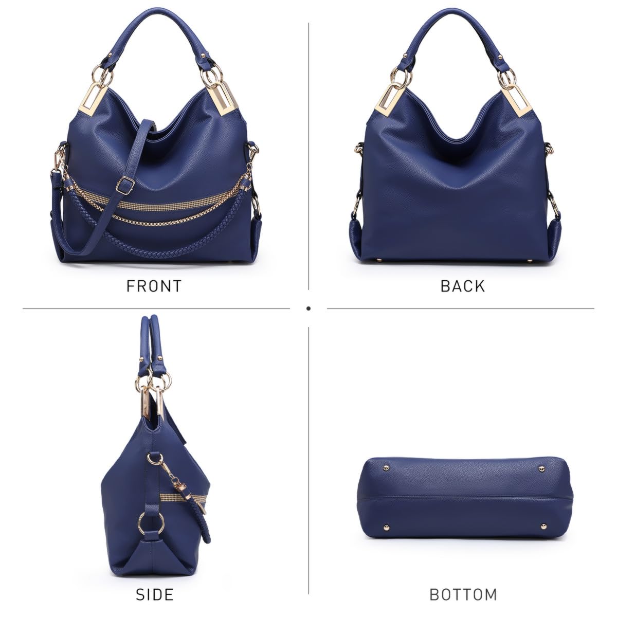 Dasein Luxe Vegan Hobo Bag with Rhinestones