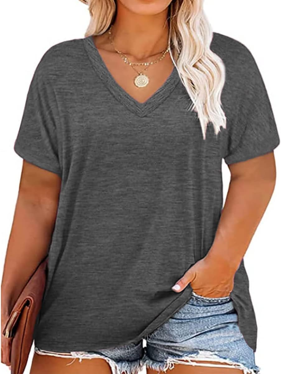 Floral V-Neck Plus Size Tunic Tops for Women