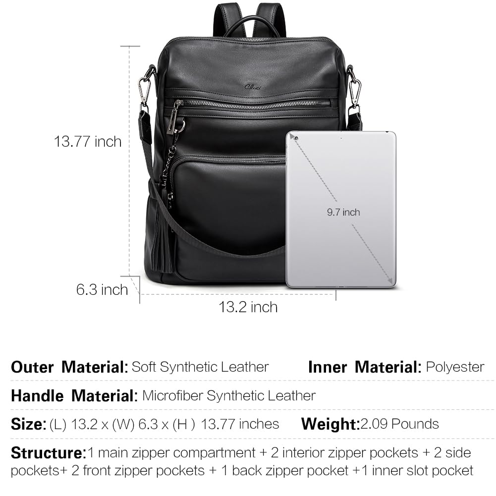 CLUCI Luxe Convertible Leather Backpack Purse