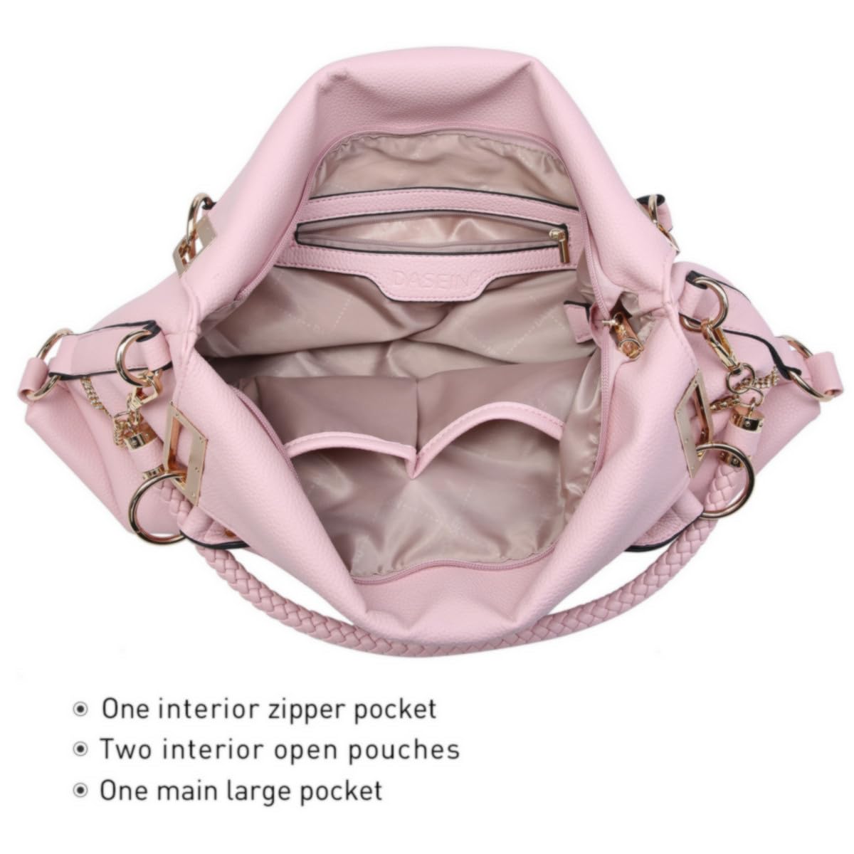 Dasein Luxe Vegan Hobo Bag with Rhinestones
