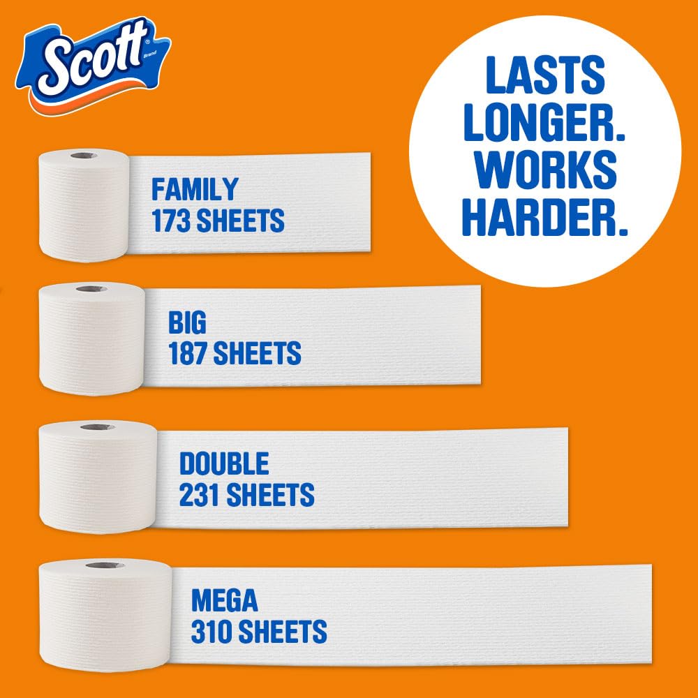 Scott Comfort+ 12 Double Rolls, 231 Sheets, Septic-Safe