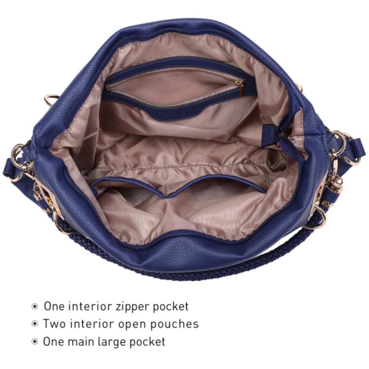 Dasein Luxe Vegan Hobo Bag with Rhinestones