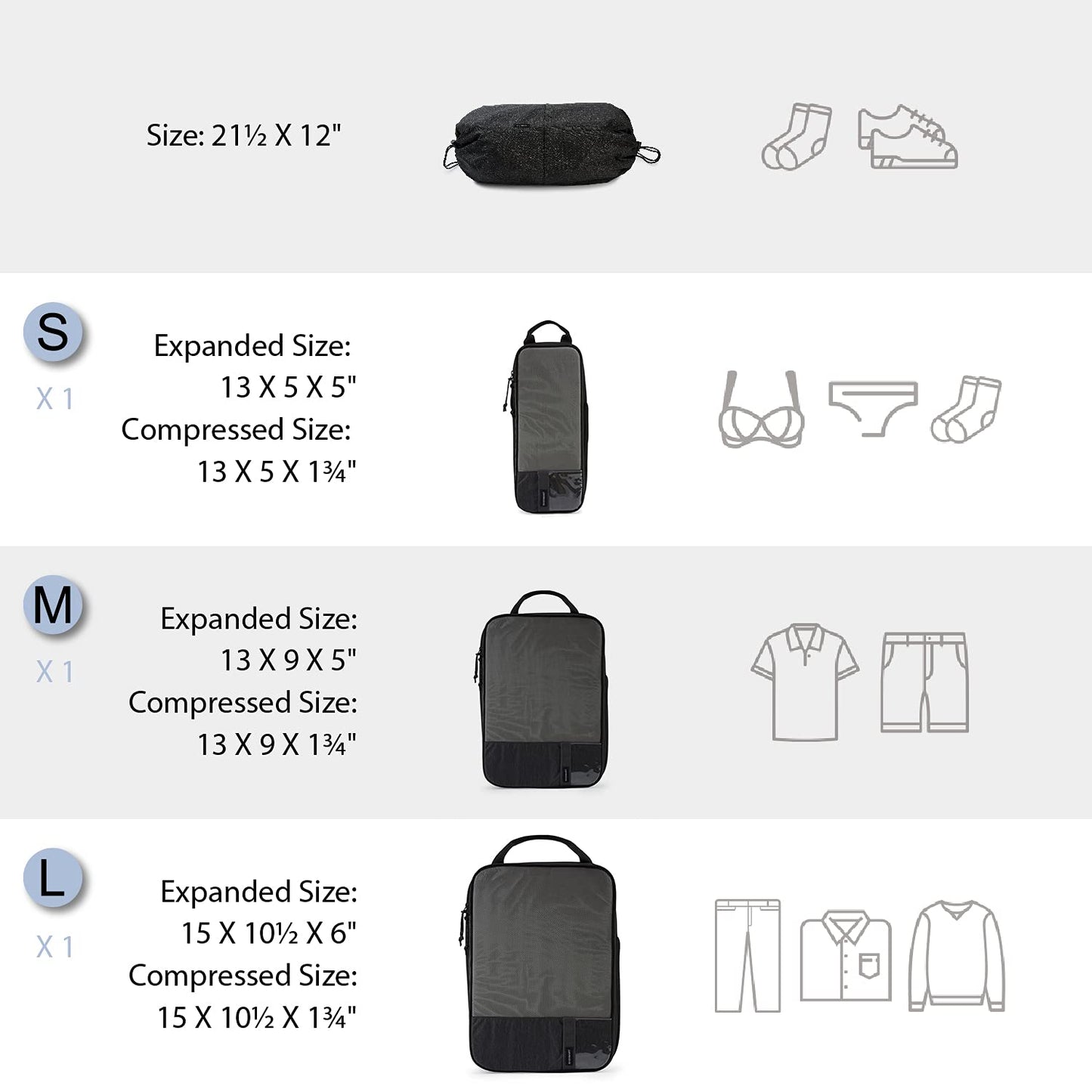 PackPro 6 Set Compression Cubes for Travel