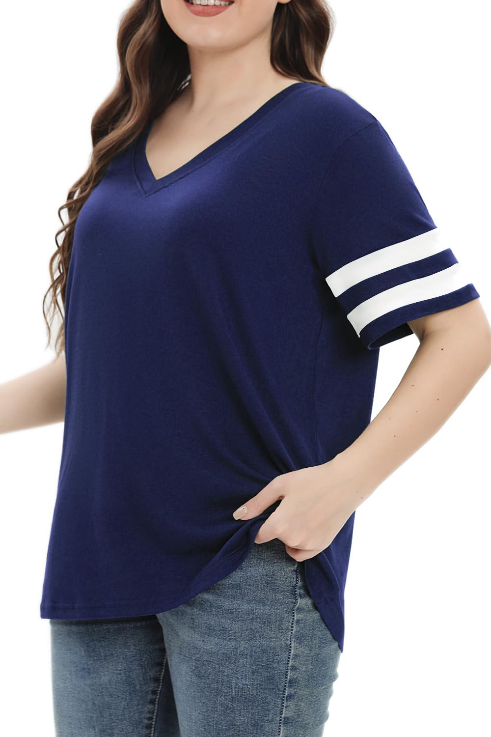 Summer V-Neck Plus Tunic Tee for Women 1X-5X
