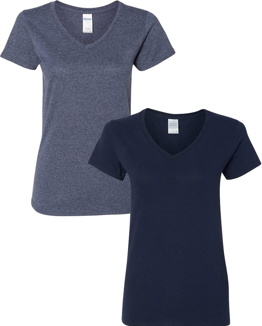 Gildan V-Neck Cotton Tee Duo for Women