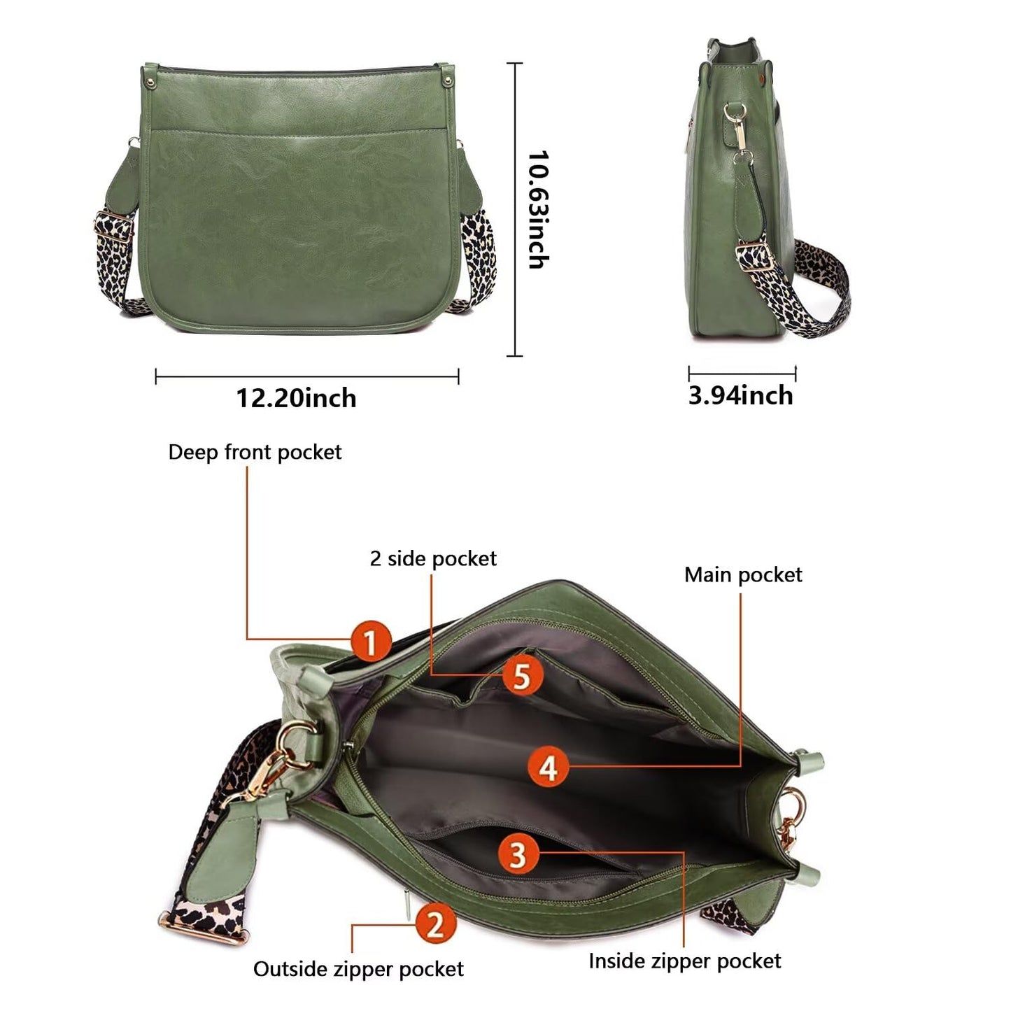 AUYOCO Chic Vegan Leather Crossbody Bag with Strap