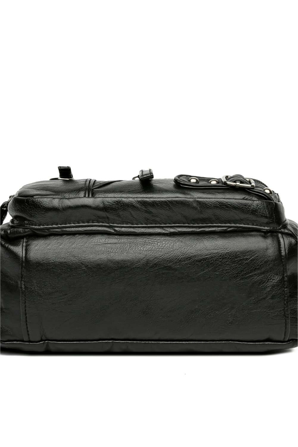 Multi-Pocket PU Leather Crossbody Bag.