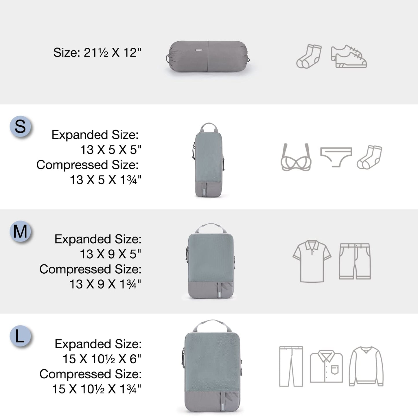 PackPro 6 Set Compression Cubes for Travel