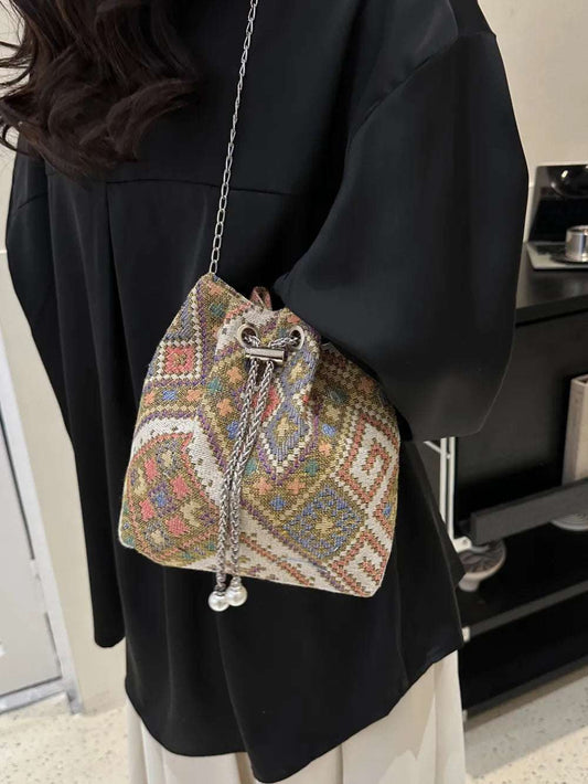 Printed Chain Bucket Bag - Premium Crossbody Bag from Trendsi - Just $19.99! Shop now at Handbags Specialist Headquarter