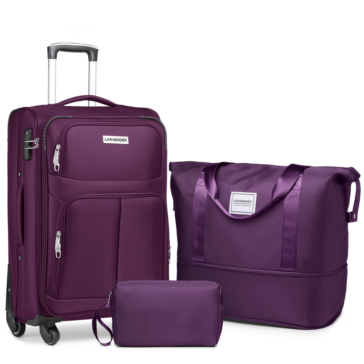 LARVENDER Expandable 5-Piece Spinner Luggage Set