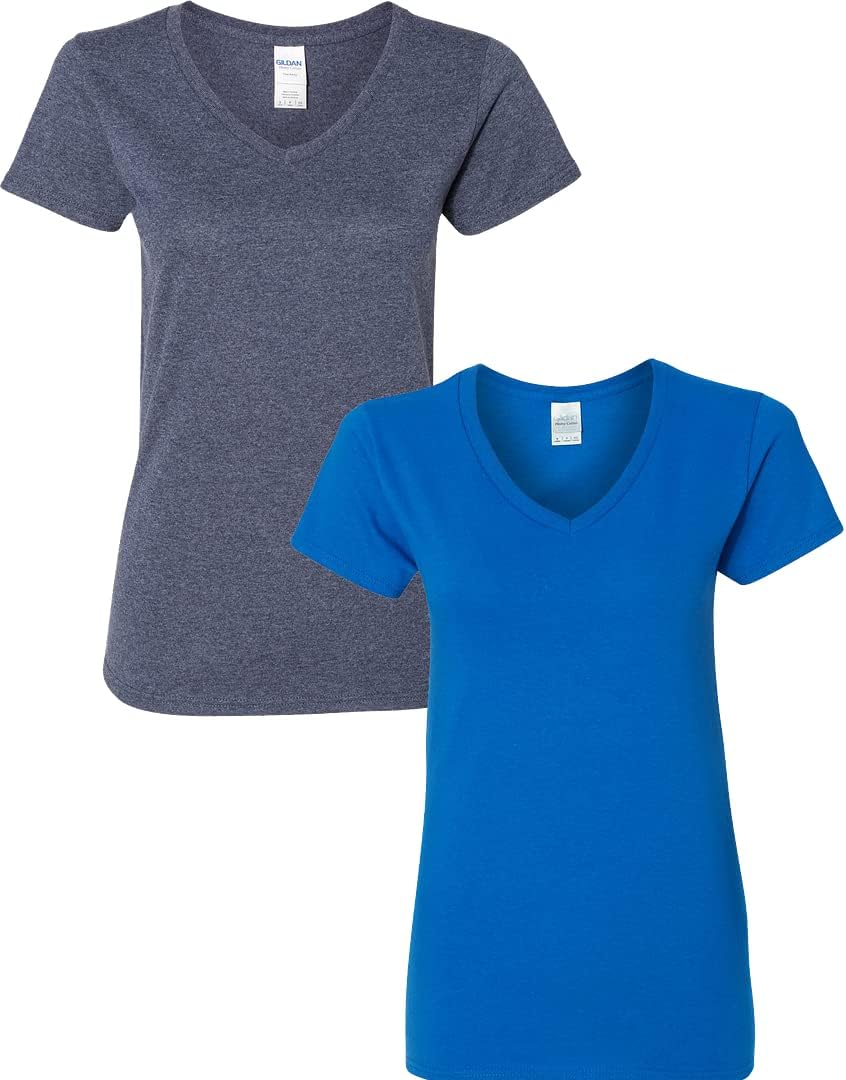 Gildan V-Neck Cotton Tee Duo for Women
