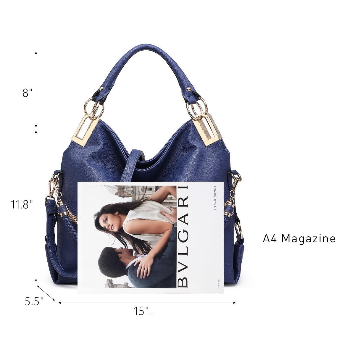 Dasein Luxe Vegan Hobo Bag with Rhinestones