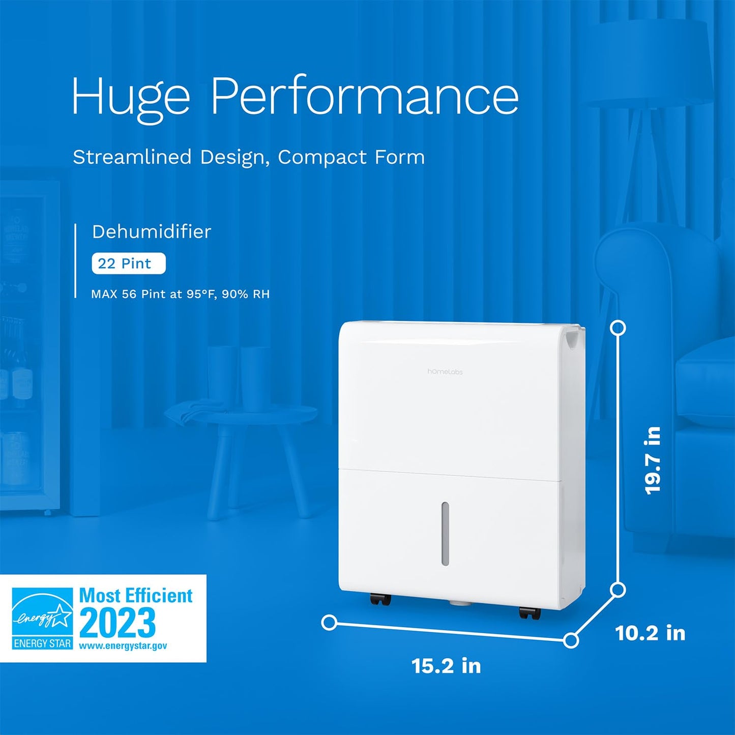hOmeLabs Smart 50 Pint Dehumidifier 7000 Sq Ft
