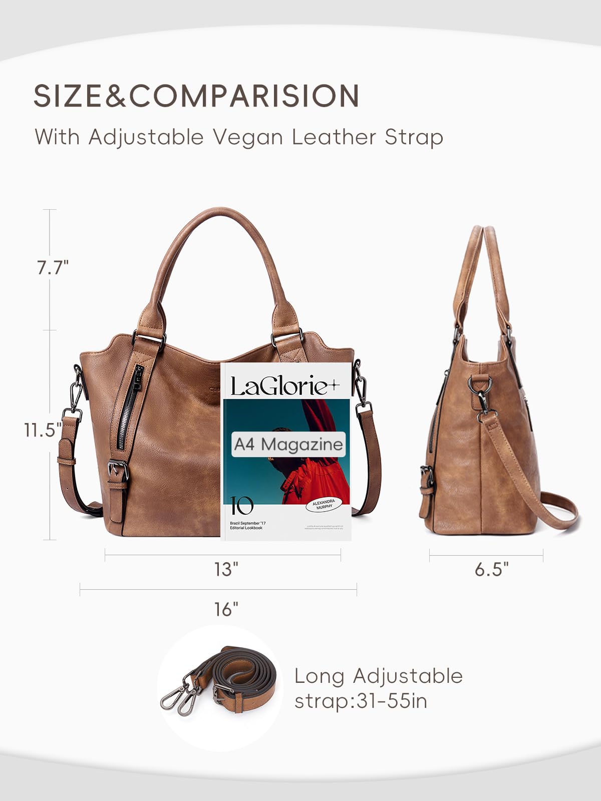 CLUCI Eco Luxe Vegan Leather Tote Bag