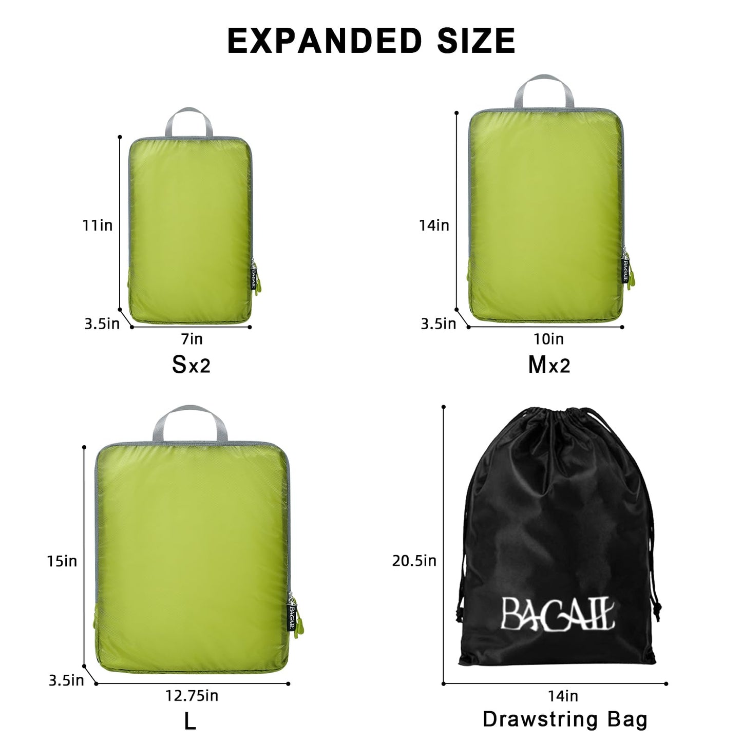 BAGAIL Travel Compression Cubes Set for Packing Ease