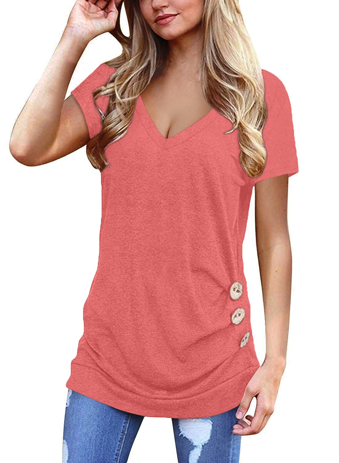 Jescakoo V-Neck Summer Tunic for Women