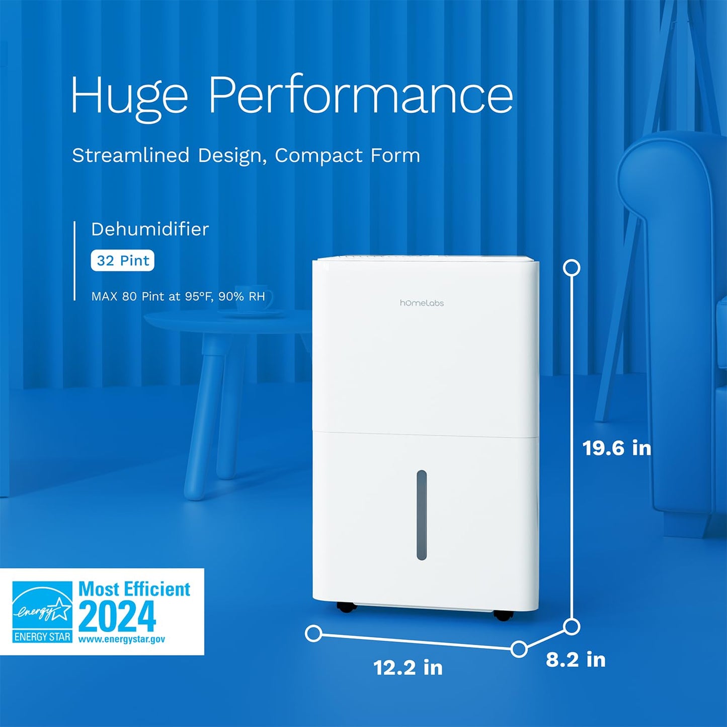 hOmeLabs Smart 50 Pint Dehumidifier 7000 Sq Ft